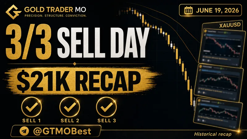 Daily Gold Trading Report - June 19, 2026: 3/3 SELL Day, $21K Recap