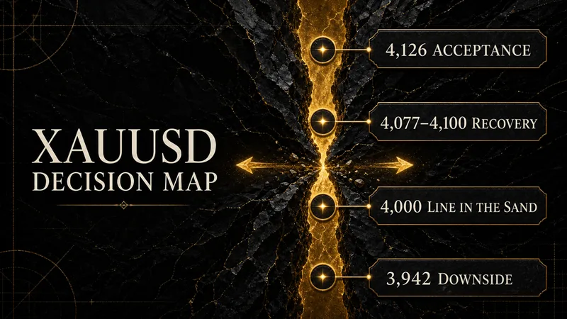 XAUUSD decision map for July 27-31, 2026 showing 4000 support and 4100-4126 resistance