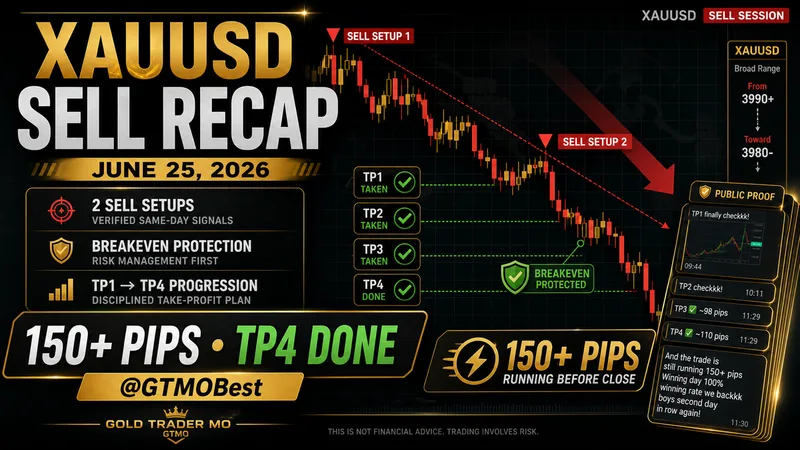 Daily Gold Trading Report - June 25, 2026: 2 SELL Setups, TP4 Done