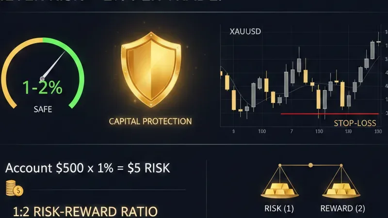 Risk management strategies for gold trading including position sizing and stop-loss placement