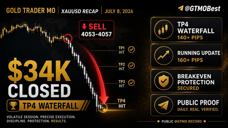 Daily Gold Trading Report — July 8, 2026: $34K Waterfall Proof