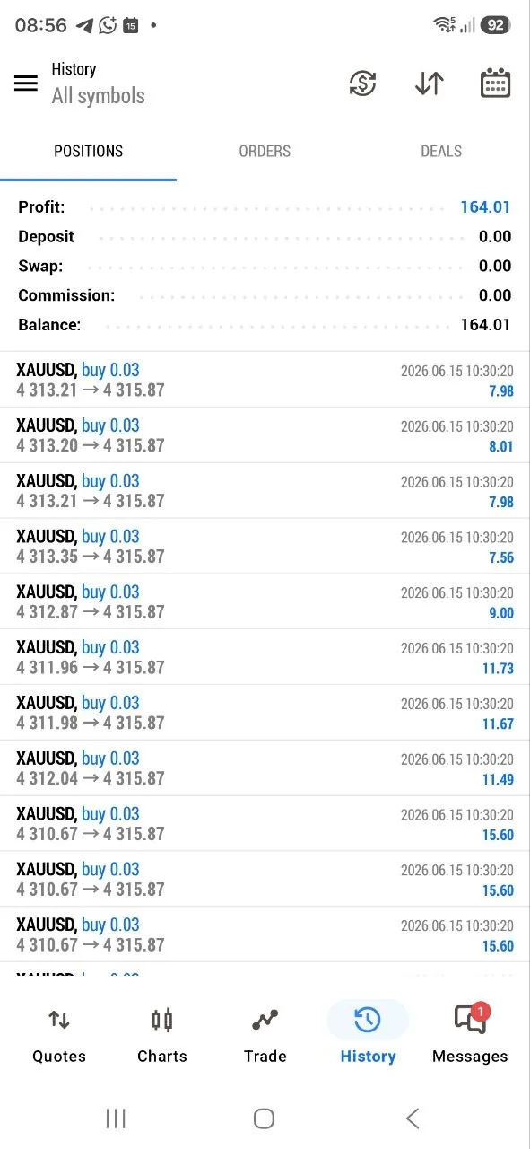 June 15 member feedback screenshot after the BUY sequence.
