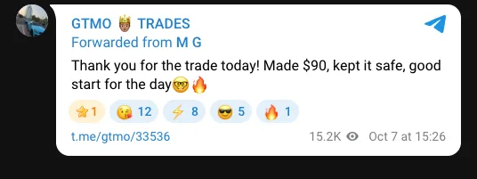 M G’s public self-report about the earlier October 7 trade.