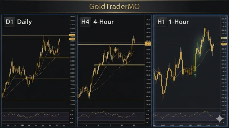Multi-timeframe framework from W1 to H1 for structured XAUUSD execution